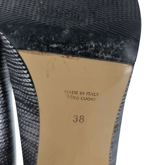 Volpato Italy Womens 7.5 / 38EU Black Grey Gray Leather dress shoes heels pumps - Picture 10 of 11